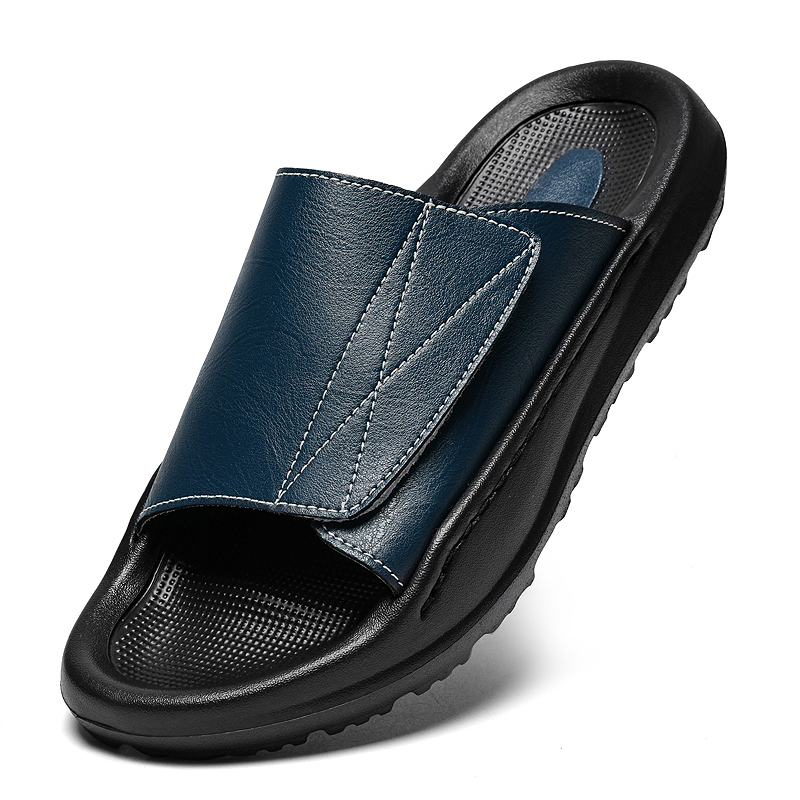 Men Shoes Velcro - Sandálias de Couro Easy-top para Homens,