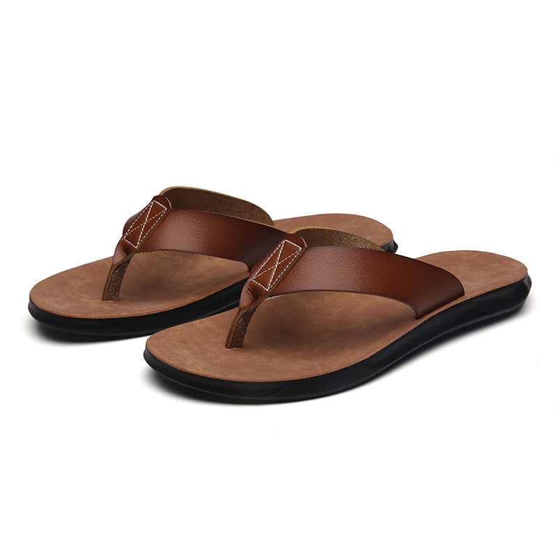 Men'S Shoes Slip On - Chinelos de Couro Italiano Novos para