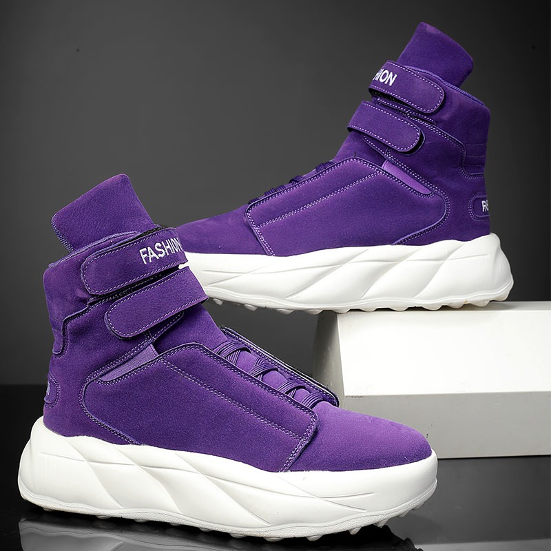Men Shoes Velcro - Tênis Masculino Roxo de Cano Alto