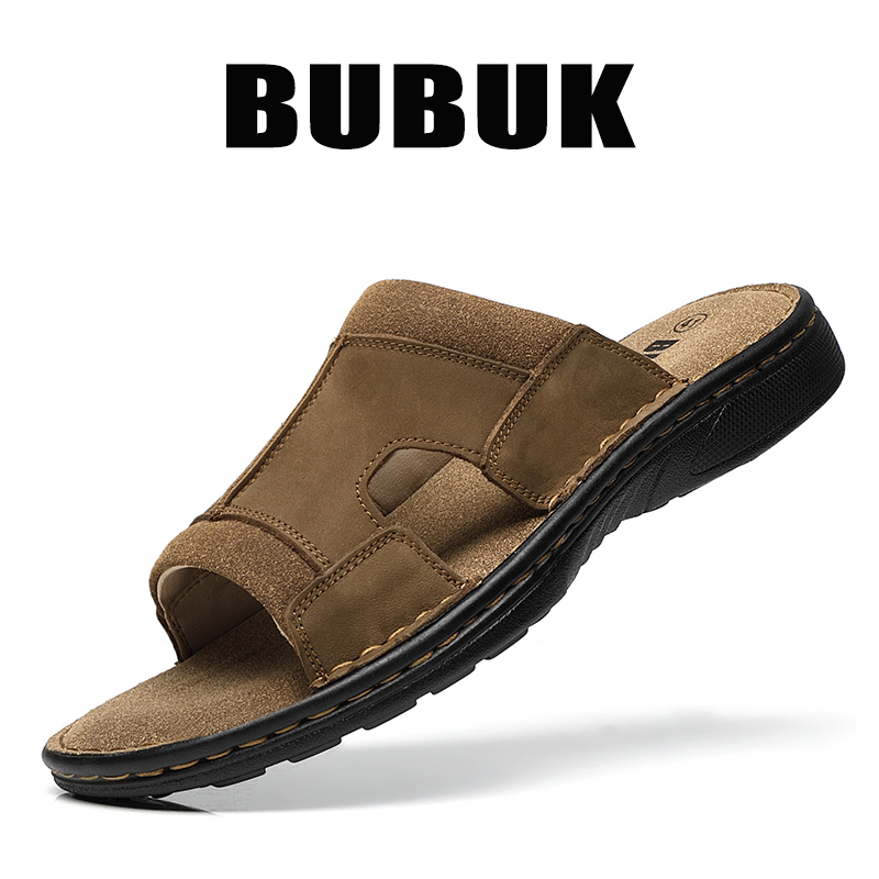 Men Shoes Velcro - Chinelos de Couro Masculinos Bubuk para
