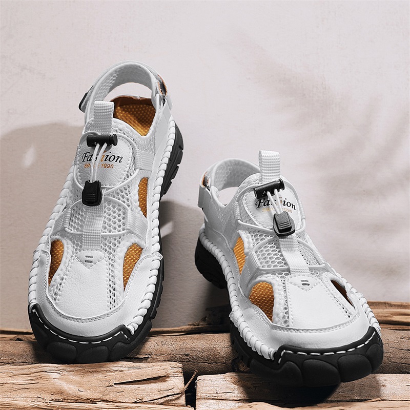 Sandálias masculinas feitas à  - Men Shoes Velcro avaliação e preço