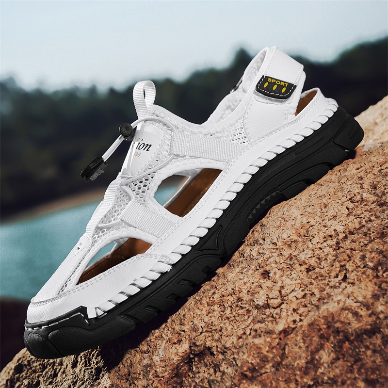 Sandálias masculinas feitas à  - Men Shoes Velcro avaliação e preço