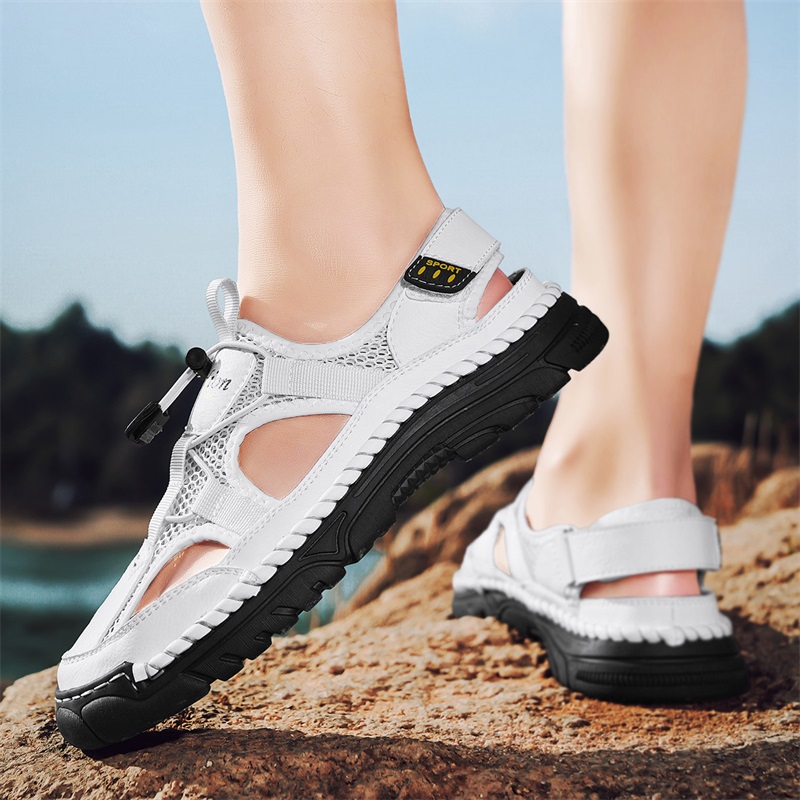 Sandálias masculinas feitas à  - Men Shoes Velcro avaliação e preço