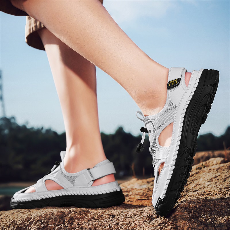Sandálias masculinas feitas à  - Men Shoes Velcro avaliação e preço