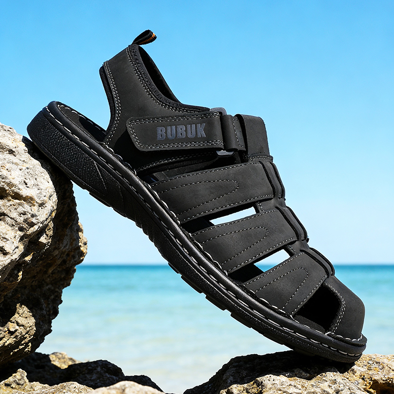 Sandálias Esportivas de Couro  - Men Shoes Velcro avaliação e preço